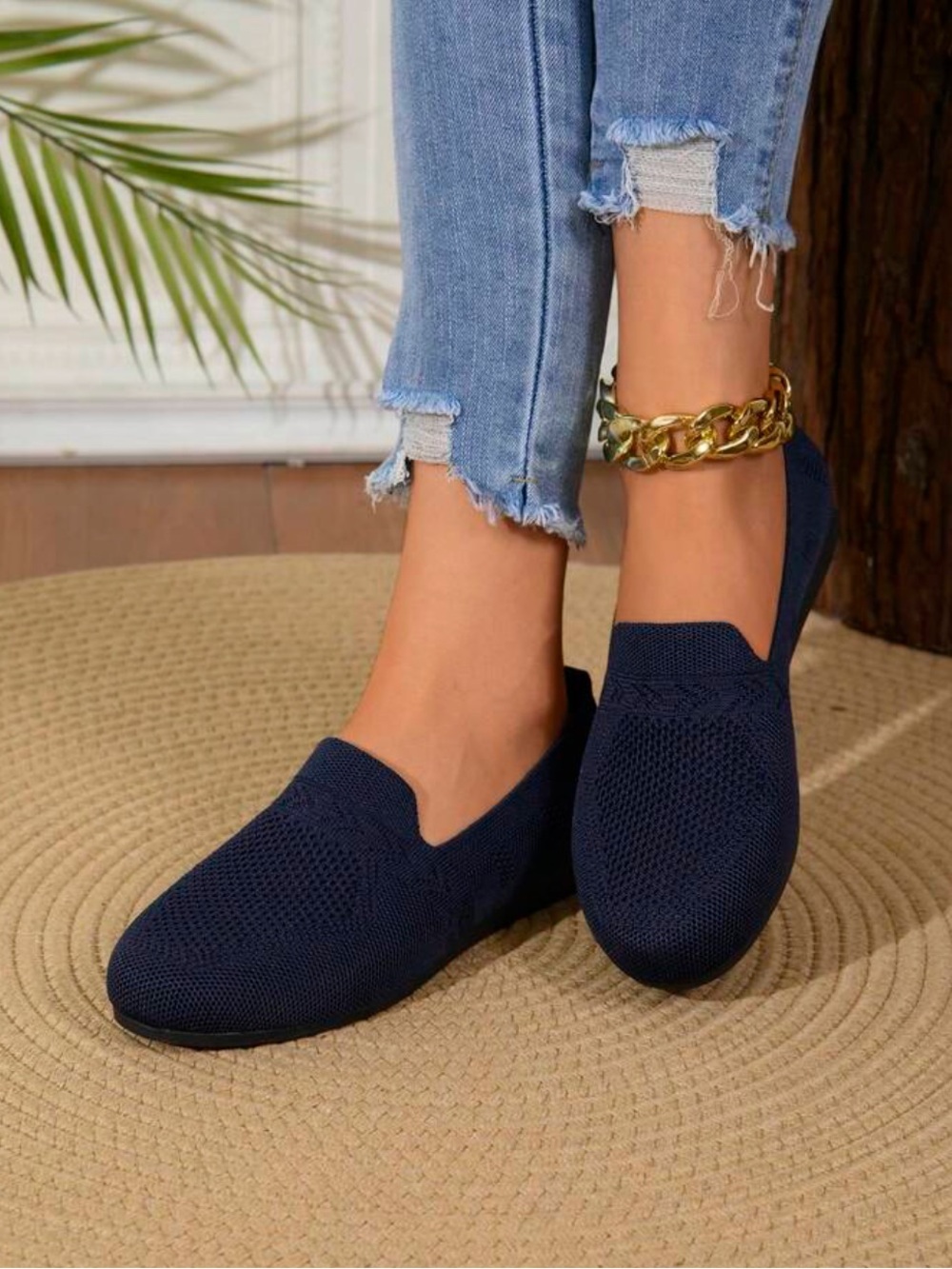 Steve Madden Sabin Navy Blue Knit Slip-On Flats Loafers Size 7.5 NWOT